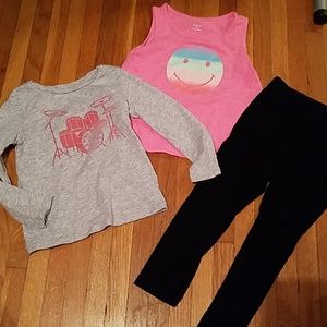 Toddler Girls Set of 2 Tops and 1 Pair Leggings 4T